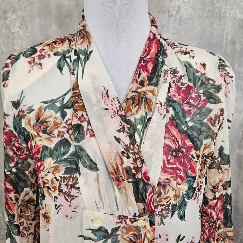 Vintage 90s Nilani Floral Sheer Blouse Romantic Cottagecore Korea Womens M - Picture 6 of 9